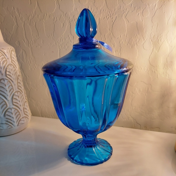 L E Smith Candy Dish - Colonial Blue - Picture 3 of 3